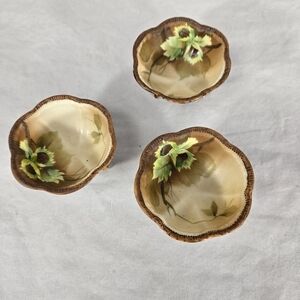 Lot of 3 Hand Painted Nippon Japan Footed Nut Bowls
